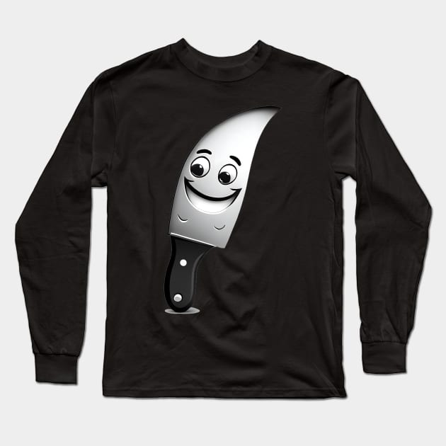 Comic Coolness: Unleash Fun with a Funny Smile Knife Design Long Sleeve T-Shirt by MLArtifex